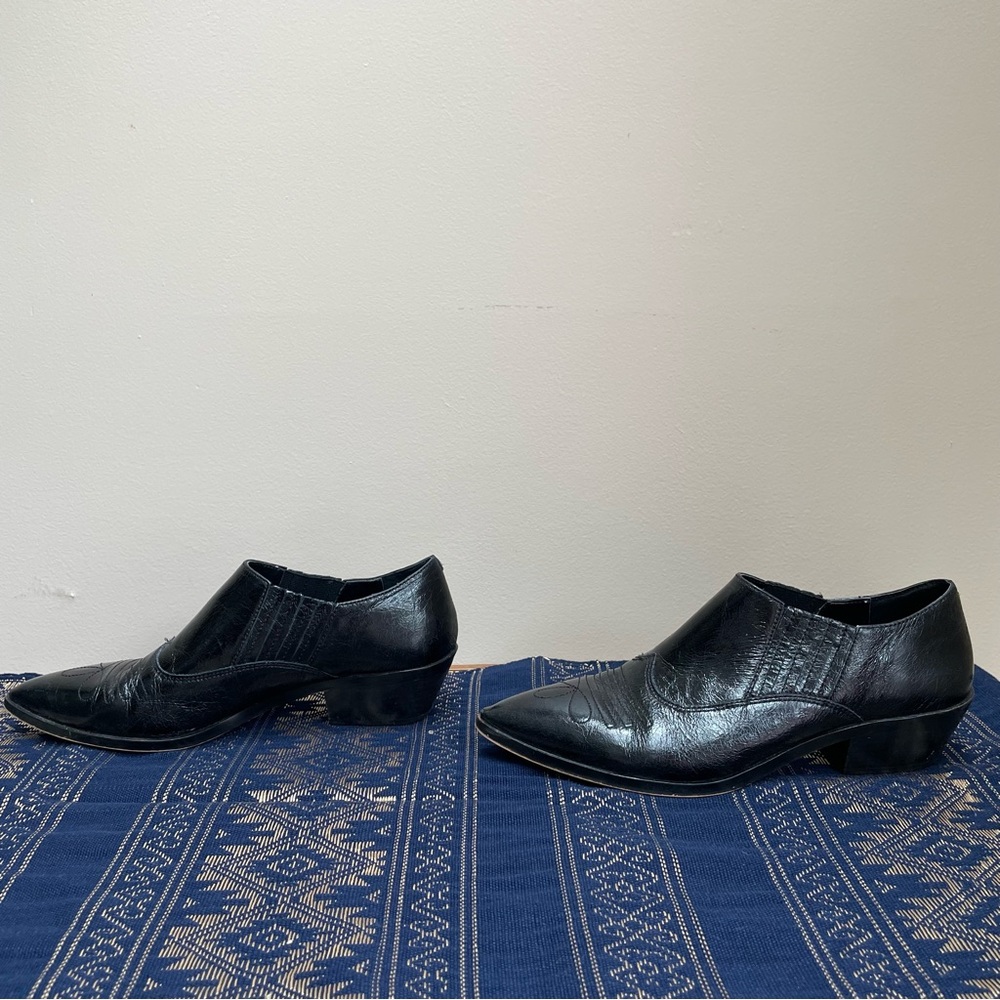 Rebecca Minkoff Koso Black Leather Western Bootie Flats Shoes Size 9 - Picture 3 of 9